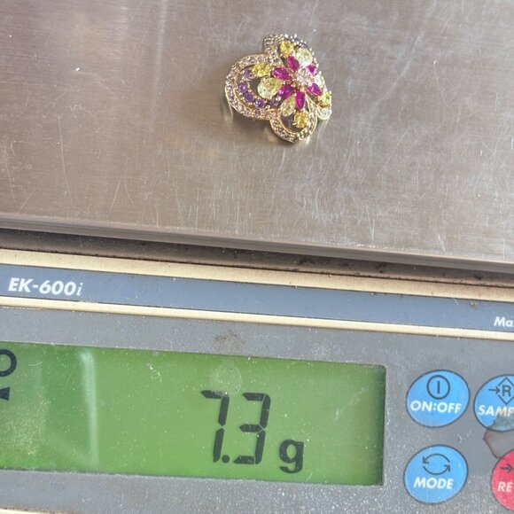 Gold Over sterling Silver 925 Citrine Amethyst CZ Butterfly Slide Pendant 1" L - Picture 9 of 9